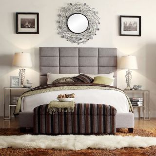 INSPIRE Q Tower Grey Linen High Profile Upholstered Platform Bed