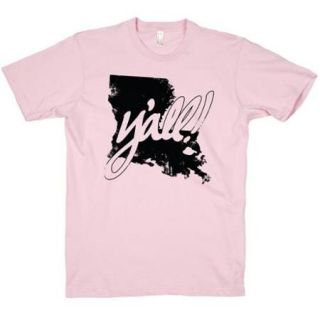 Light Pink Yall! (Louisiana) Crewneck Funny Graphic T Shirt (Size Large) NEW