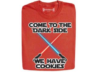 Stabilitees Funny "Come to the Dark Side We Have Cookies" Lightsaber Slogan T Shirts