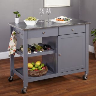TMS Columbus Kitchen Island with Stainless Steel Top