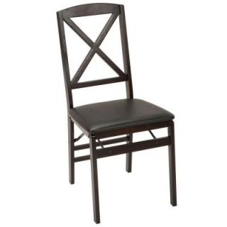Cosco Wood Folding Chair with Vinyl Seat and X Back in Espresso (2 Pack) 39237ESP2E