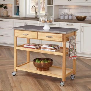 Home Styles 36H x 44W x 20 1/2D Stainless Steel Top Kitchen Cart