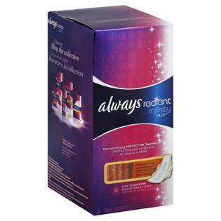 Always Radiant Infinity Overnight with Wings Scented Pads 24 CT CARTON