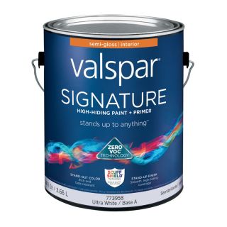 Valspar Signature Ultra White/Base A Semi Gloss Latex Interior Paint and Primer in One (Actual Net Contents: 124 fl oz)