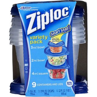 Ziploc Smart Snap Seal Containers with Lids Variety Pack, 9 count
