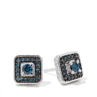 0.36ct Colored Diamond Sterling Silver Square Stud Earrings   7517678