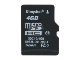 Kingston 16GB microSDHC Flash Card Single Pack w/o Adapter Model SDC10/16GBSP