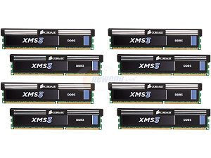CORSAIR XMS 64GB (8 x 8GB) 240 Pin DDR3 SDRAM DDR3 1600 (PC3 12800) Desktop Memory Model CMX64GX3M8A1600C11
