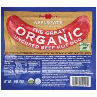 Applegate Farms The Great Organic Uncured Beef Hot Dogs, 16 oz NEEDS COUNT