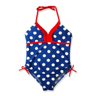 JumpN Splash Girls Polka Dot One Shoulder One Piece Swimsuit