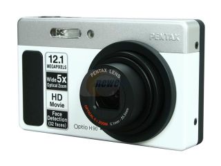 PENTAX Optio H90 Ceramic White 12.1 MP 5X Optical Zoom 28mm Wide Angle Digital Camera
