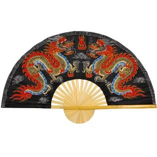 Oriental Furniture Black Dragons Wall Fan   (Size: 60W x 35H)   Home