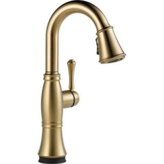 Delta Cassidy Touch Single Handle Pull Down Sprayer Bar Faucet in Champagne Bronze 9997T CZ DST
