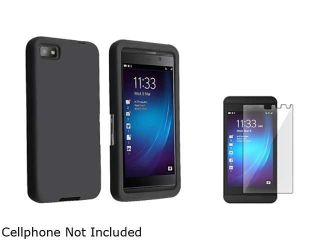 Insten Black Silicone Case w/Reusable Screen Protector Compatible with BlackBerry Z10
