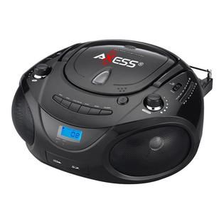 Axess  Black Portable Boombox MP3/CD Player with Text Display,with AM