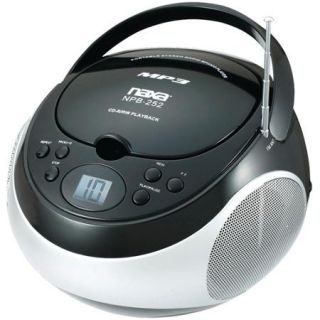 Naxa Portable CD/MP3 Player with AM/FM Stereo, Black, NPB252