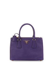 Prada Saffiano Double Zip Mini Crossbody, Violet (Viola)