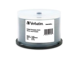 Verbatim 700MB 52X CD R Inkjet Printable Hub Printable 50 Packs Form Factor: 120mm Standard Media Model 94798