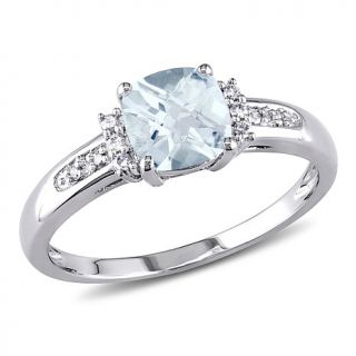 0.9ct Aquamarine and White Diamond 10K White Gold Ring   8055960