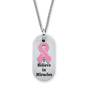 PalmBeach Jewelry I Believe in Miracles Breast Cancer Awareness Tag