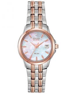 Citizen Womens Eco Drive Diamond Accent Two Tone Stainless Steel