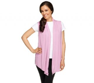 LOGO Layers by Lori Goldstein Draped Cascade Front Vest   A253747 —