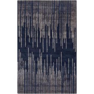 8' x 11' Audible Silhouette Deep Blue and Shining Gray Hand Tufted New Zealand Wool Area Throw Rug