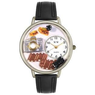 Whimsical Gifts Photographer Black Padded Leather And Silvertone Watch