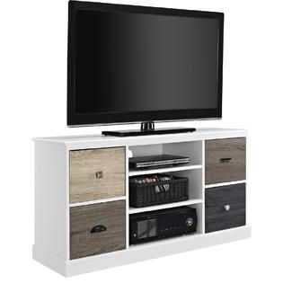 Altra  Mercer White Storage TV Console with Multicolored Door Fronts