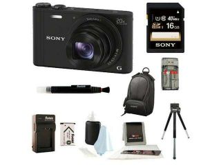 Sony DSC WX350/B DSCWX350 WX350 18 MP Digital Camera (Black) + 16GB Bundle
