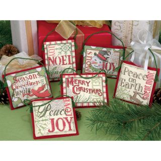 Christmas Sayings Ornaments Counted Cross Stitch Kit Up To 4 Set Of