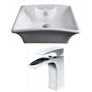 American Imaginations Rectangle Vessel Sink Set in White with Single Hole cUPC Faucet AI 14927