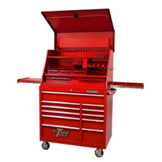 Extreme Tools 41 in. Deluxe Portable Workstation and 11 Drawer 24 in. Deep Roller Cabinet Combination, Red PWSRC4129TXRD