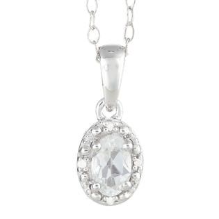 Sterling silver pendant with 6x4mm oval white topaz gemstones and