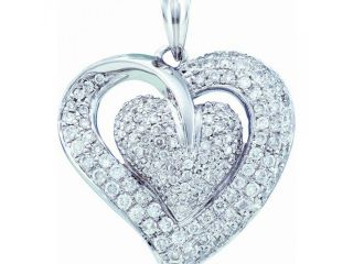 14k White Gold 1.0 CTW Diamond Heart Pendant   4.411 gram    #556 53099