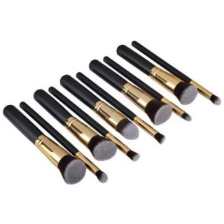 Zodaca 10Pcs Gold Makeup Brush Cosmetic Brushes Tools Kit Eyeshadow Foundation Concealer Set