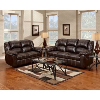 Brandan Bonded Leather Dual Reclining Sofa and Loveseat, Brown