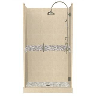 American Bath Factory Java Medium with Java Accent Fiberglass and Plastic Composite Wall and Floor Alcove Shower Kit (Actual: 86 in x 42 in x 54 in)