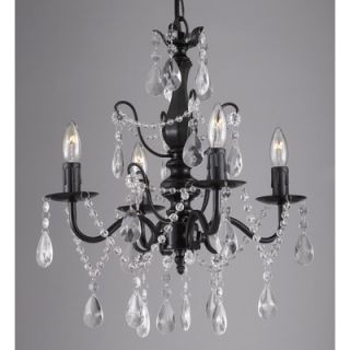 EverythingHome Wrought Iron and Crystal 4 Light Crystal Chandelier