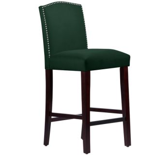 Made to Order Nail Button Arched Barstool in Velvet Emerald