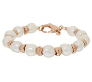 Honora Cultured Pearl 9.0mm Baroque and Bronze Bead Bracelet —