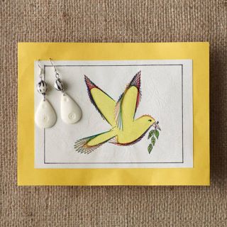 2 Piece Handpainted Card and Beaded Earring Set by Heshima for Full Circle Exchange