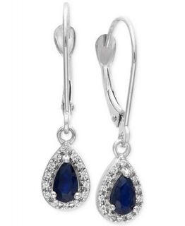 Sapphire (1/2 ct. t.w.) and Diamond (1/10 ct. t.w.) Earrings in 14k
