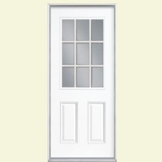 Masonite 36 in. x 80 in. 9 Lite Painted Steel Prehung Front Door with No Brickmold 26967