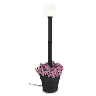 Patio Living Concepts Milano Single White Globe plug in Black Lantern with Planter 68100