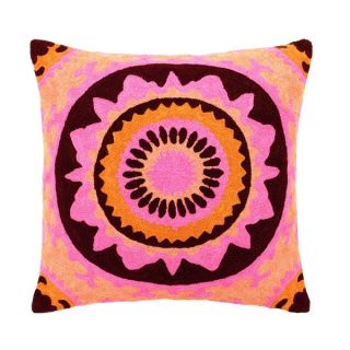 Mela Artisans Pink/ Orange/ Brown Large Embroidered Cotton Pillow
