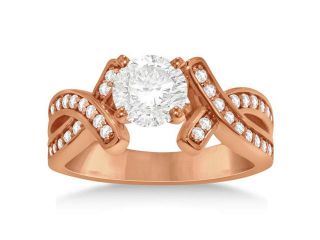 Intertwined Diamond Engagement Ring Setting 14K Rose Gold 0.36ct