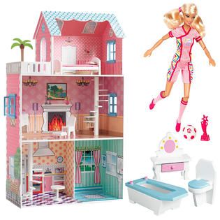 JUST DREAMZ Dollhouse with I Can Be Barbie & Furniture Bundle