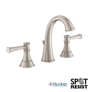 MOEN Ashville 8 in. Widespread 2 Handle High Arc Bathroom Faucet with Microban Protection in Spot Resist Brushed Nickel 84778MSRN