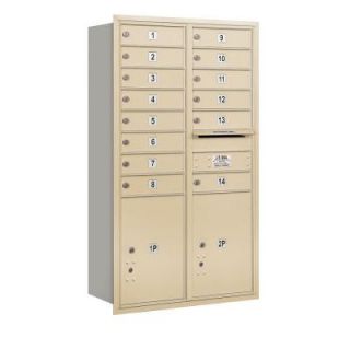 Salsbury Industries 48 in. H x 31 1/8 in. W Sandstone Rear Loading 4C Horizontal Mailbox with 14 MB1 Doors/2 PL5's 3713D 14SRU